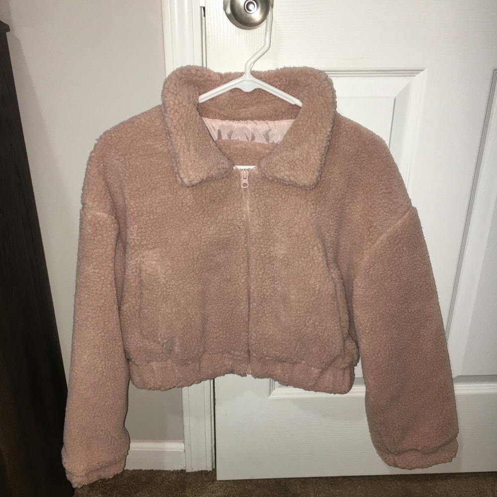 cropped sherpa jacket